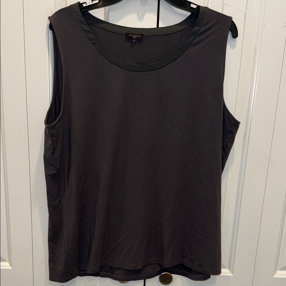 Talbots Dark Charcoal Scoop Neck Sleeveless Tank